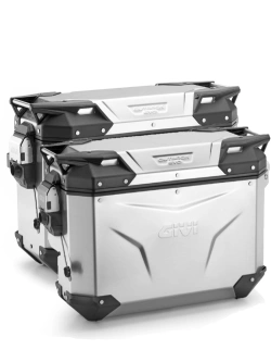 Zestaw kufrów bocznych GIVI Trekker Outback EVO Smart 40/44 aluminiowych, anodyzowanych [bez wkładek SLR; poj.: prawy 40 l, lewy: 44 l]