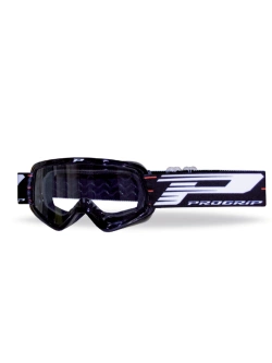 Gogle motocyklowe dziecięce Progrip PG3101-102 Atzaki z przezroczystą szybką, czarne