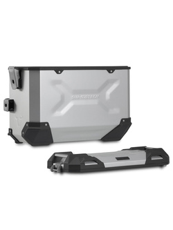 Zestaw: kufry boczne TRAX ADV + stelaże PRO SW-MOTECH 37/45 L Yamaha Tenere 700 (20-)/ World Raid (22-)/ World Rally (24-)/ Rally/ Extreme (24-) [pojemność 37 i 45 L] srebrne