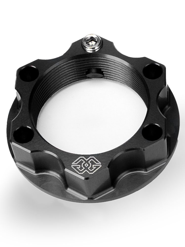 Nakrętka sztycy widelca motocyklowego GILLES M28X1 ACMA-28-10 BMW/ Indian/ Kawasaki/ Suzuki/ Yamaha (wybrane modele) aluminiowa czarna