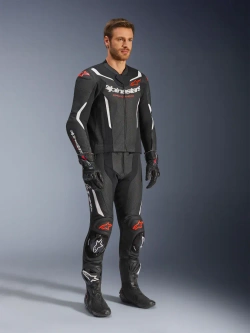 Kombinezon motocyklowy skórzany dwuczęściowy Alpinestars GP Force V2 czarno-biało-czerowny