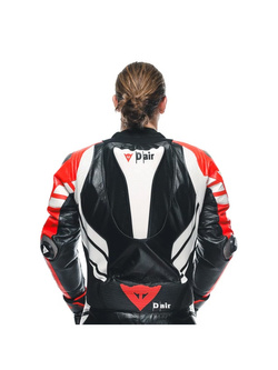 Kombinezon motocyklowy jednoczęściowy Dainese Mugello 3 D-Air® [z poduszką powietrzną] [wersja perforowana] czarno-czerwono-biały