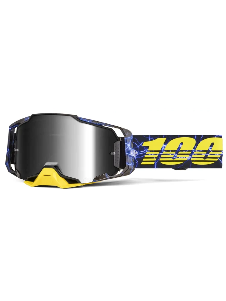 Gogle motocyklowe 100% Armega Hiper Solaris z szybką lustrzaną żółto-czerwone