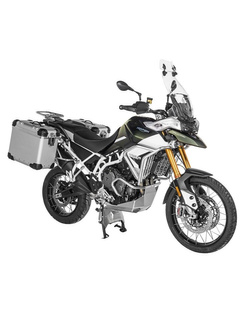 Zestaw: kufry boczne z anodowanego aluminium srebrne "And-S" Zega Evo + stelaże srebrne Touratech Triumph Tiger 900 Rally / Pro / GT / GT Pro (20-) (38+45L)