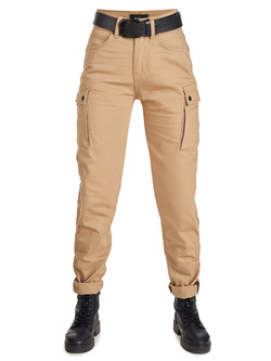 Jeansy motocyklowe damskie Pando Moto Mila Cargo brązowe