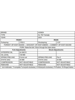 Zestaw sprężyn progresywnych przedniego zawieszenia widelca i amortyzatora Touratech Honda XL 750 Transalp (23-)