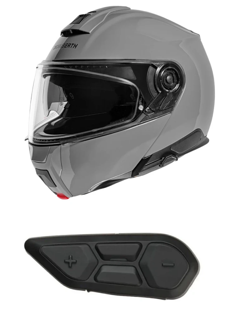 Zestaw: kask szczękowy Schuberth C5 Concrete szary + dedykowany interkom motocyklowy
