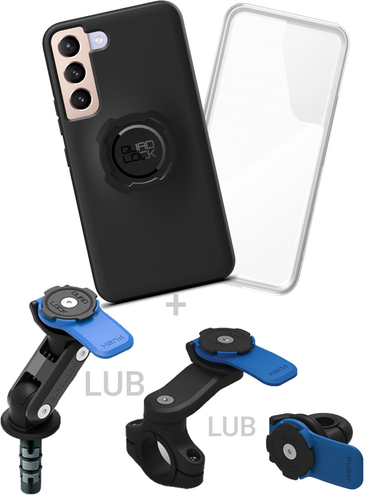 Zestaw na motocykl: etui na telefon Samsung Galaxy S22+ + wodoodporny pokrowiec + mocowanie Quad Lock