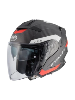 Kask otwarty Premier JT5 Carbon MA 2 BM czarno-biało-czerwony