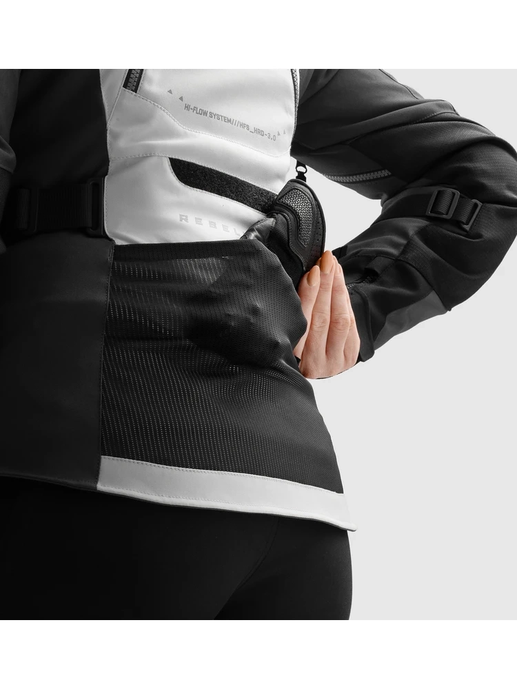 Kurtka motocyklowa damska tekstylna Rebelhorn Hardy 3.0 czarno-szaro-żółta