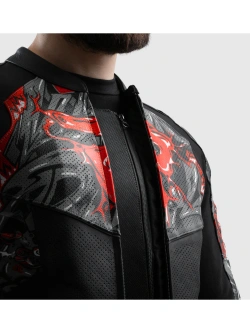 Kurtka motocyklowa skórzana Rebelhorn Vandal 2 Cruze czarno-szaro-czerwona