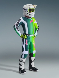 Spodnie cross dziecięce Alpinestars MX Fluid Portl zielono-biało-czarne