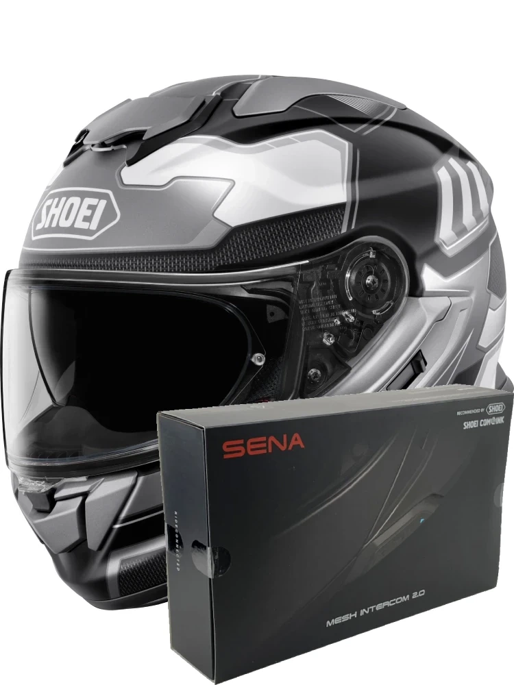 Zestaw: kask integralny Shoei GT-Air 3 Agility TC-5 czarno-biało-szary matowy + dedykowany interkom motocyklowy Sena SRL 3