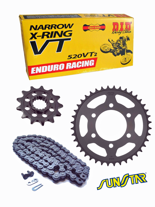 KTM EXC-F 250/SIX DAYS [14-15]/EXC-F 350/SIX DAYS [12-15]/ SX-F 505 [07-09] zestaw napędowy DID520 VT2 ENDURO RACING X-RING (łańcuch X-ring wąski, superwzmoniony) zębatki SUNSTAR