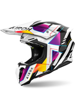 Kask enduro Airoh Twist 3 Rainbow czarno-biało-fioletowy, Wyprzedaż