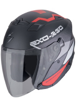 Kask otwarty Scorpion Exo-230 Band czarno-czerwono-srebrny matowy