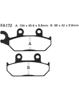 Klocki hamulcowe EBC FA172R A. 104 x 45.6 x 9.8mm B. 88 x 42 x 9.8mm NA PRZÓD