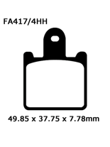 Klocki hamulcowe EBC FA417/4HH 49.85 x 37.75 x 7.78mm NA PRZÓD