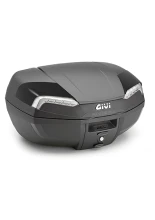 Kufer centralny GIVI Monolock E46NT2 Tech Riviera czarny srebrne reflektory [uniwersalna płyta montażowa w zestawie; pojemność: 46 litrów]