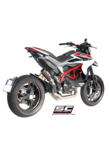 Pełny układ wydechowy SC-Project 2-1 z tłumikiem CR-T Tytan / Carbon (Wysoka Pozycja) - Ducati Hypermotard 821 [13-16]