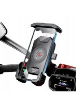 Uchwyt na telefon z ładowarką indukcyjną Biketec montowany na kierownicę/ lusterko czarny [typ: R15W-PD]