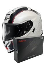 Zestaw: kask szczękowy Shoei Neotec 3 Satori TC-6 biało-czarny + dedykowany interkom motocyklowy Sena SRL 3