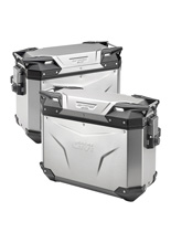 Zestaw kufrów bocznych GIVI Trekker Outback Evo aluminiowych, srebrnych [poj.: prawy 37l, lewy: 48l]