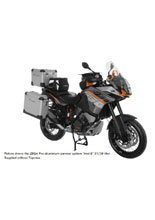 Zestaw: kufry boczne aluminiowe czarne Zega Pro + stelaże srebrne Touratech KTM 1050 Adventure/ 1090 Adventure/ 1290 Super Adventure (-20)/1190 Adventure/R (31+38L)