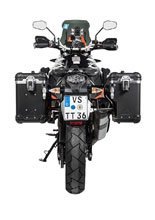 Zestaw: kufry boczne z anodowanego aluminium czarne Zega Evo X + stelaże czarne Touratech KTM 1050 Adventure/ 1090 Adventure/ 1290 Super Adventure(-20)/ 1190 Adventure/R (2 x 38L)