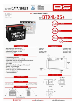 Akumulator bezobsługowy BS Battery BTX4L-BS+ [bez elektrolitu]