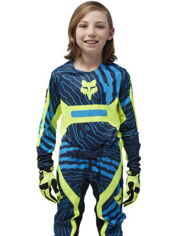 Bluza enduro dziecięca Fox Flexair Impression niebiesko-fluo