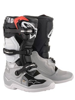 Buty enduro dziecięce Alpinestars Tech 7S srebrno-czarno-białe