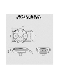 Głowica z krótką dźwignią zwalniającą Quad Lock 360