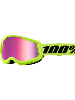 Gogle motocyklowe 100% Strata 2 Neon z szybką lustrzaną żółte