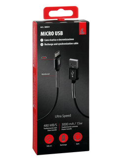 Kabel USB Lampa z wyjściem micro USB 100 cm czarny