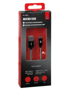 Kabel USB Lampa z wyjściem micro USB 200 cm czarny