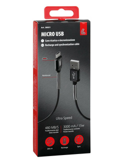 Kabel USB Lampa z wyjściem micro USB 200 cm czarny