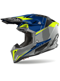 Kask enduro Airoh Aviator 3 Push szaro-niebiesko-żółty