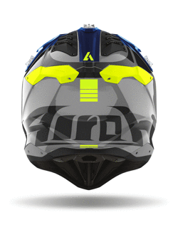 Kask enduro Airoh Aviator 3 Push szaro-niebiesko-żółty