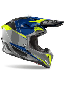 Kask enduro Airoh Aviator 3 Push szaro-niebiesko-żółty