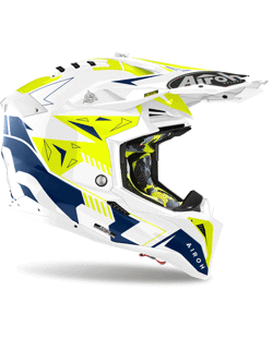 Kask enduro Airoh Aviator 3 Spin biało-żółto-niebieski