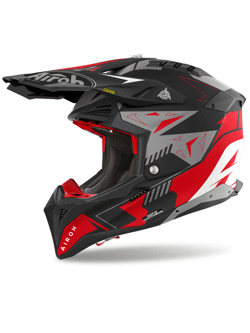 Kask enduro Airoh Aviator 3 Spin czarno-szaro-czerwony