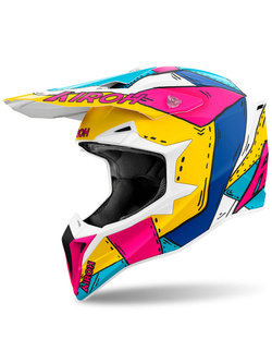 Kask enduro Airoh Wraaap Paint niebiesko-żółto-różowy