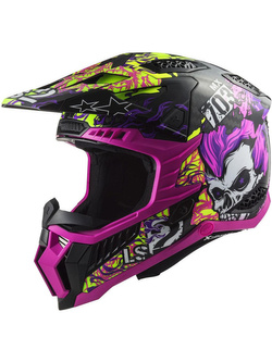 Kask enduro LS2 MX703 X-Force Fireskull czarno-fioletowy