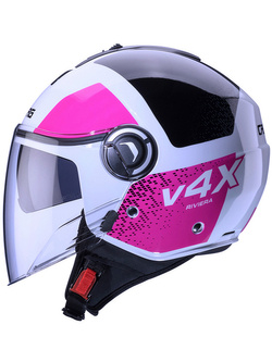 Kask otwarty Caberg Riviera V4 X Alpha czarno-biało-różowy