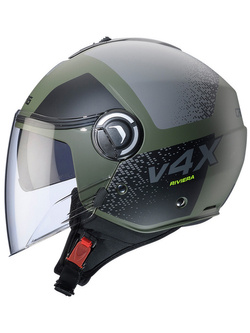 Kask otwarty Caberg Riviera V4 X Alpha czarno-szaro-zielony matowy