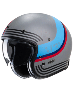 Kask otwarty HJC V31 Byron szaro-niebiesko-czerwony