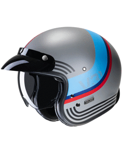 Kask otwarty HJC V31 Byron szaro-niebiesko-czerwony