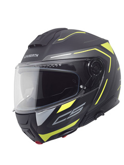 Zestaw: kask szczękowy Schuberth C5 Omega czarno-biało-żółty + dedykowany interkom motocyklowy Schuberth SC2