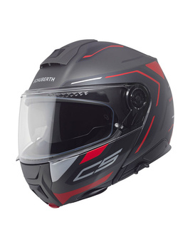 Zestaw: kask szczękowy Schuberth C5 Omega czarno-szaro-czerwony + dedykowany interkom motocyklowy Schuberth SC2